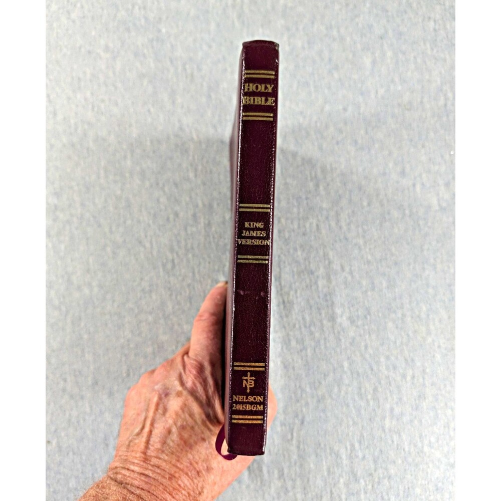 Vintage Thomas Nelson Holy Bible KJV Red Bonded Leather Compact Christ Words Red